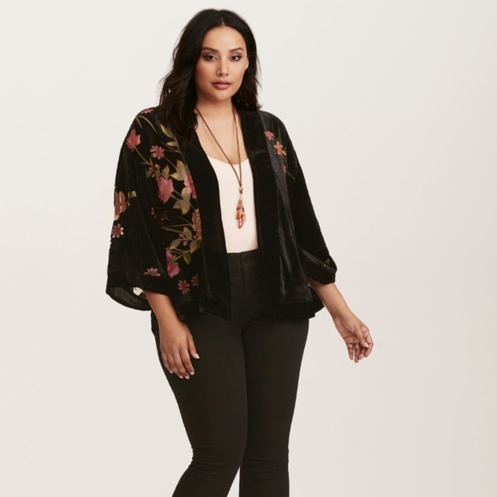 Burnout Velvet Cropped Kimono, used once